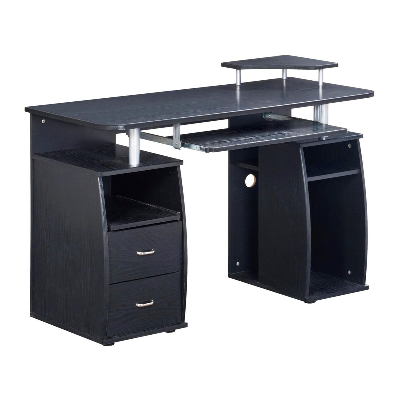 Techni Office Solutions 47.25" Black Espresso Unique Techni Mobili Complete Workstation Computer Desk with Storage